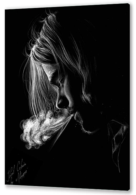 Постер (плакат) - Курт Кобейн выдыхает дым