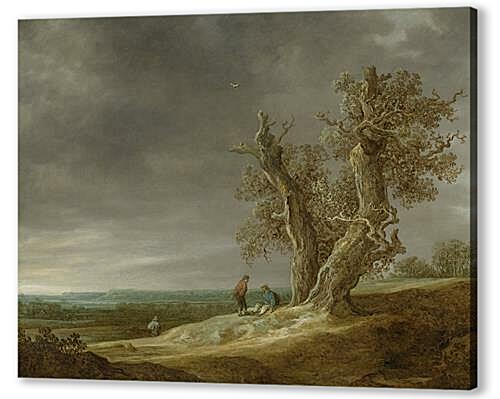 Landscape with two oaks
