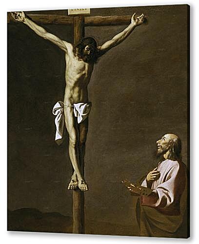 Saint Luke as a painter,before christ on the Cross
