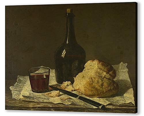Still Life with Bottle, Glass and Loaf
