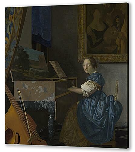 A Young Woman seated at a Virginal
