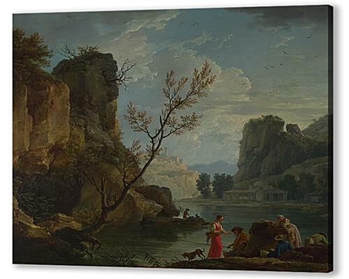 A River with Fishermen

