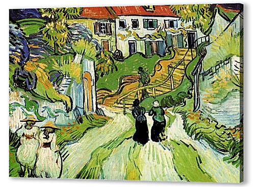 Village Street and Steps in Auvers with Figures
