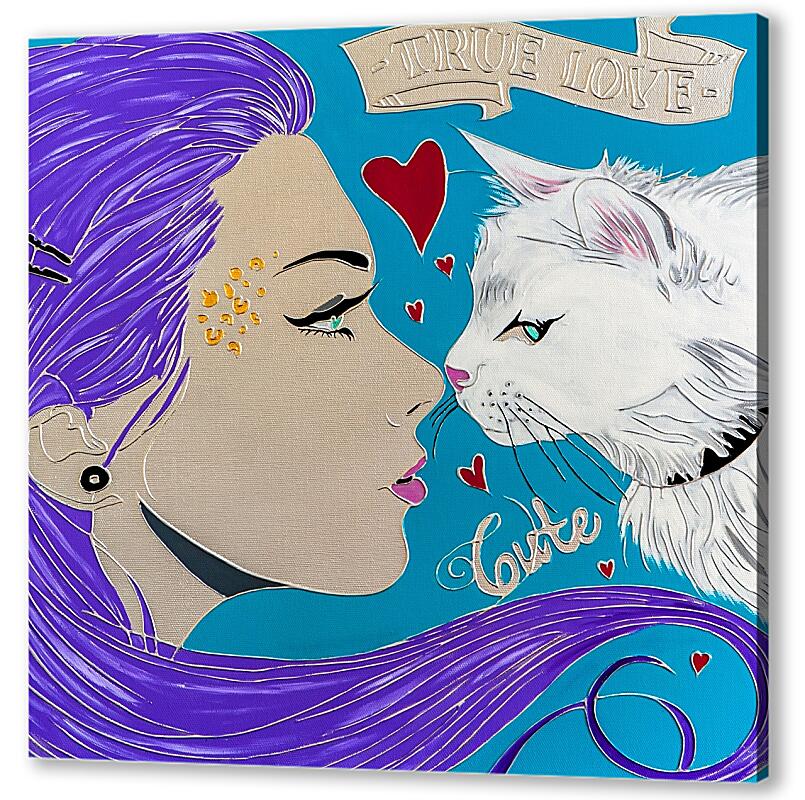 Постер (плакат) Девушка и кошка артикул 05732