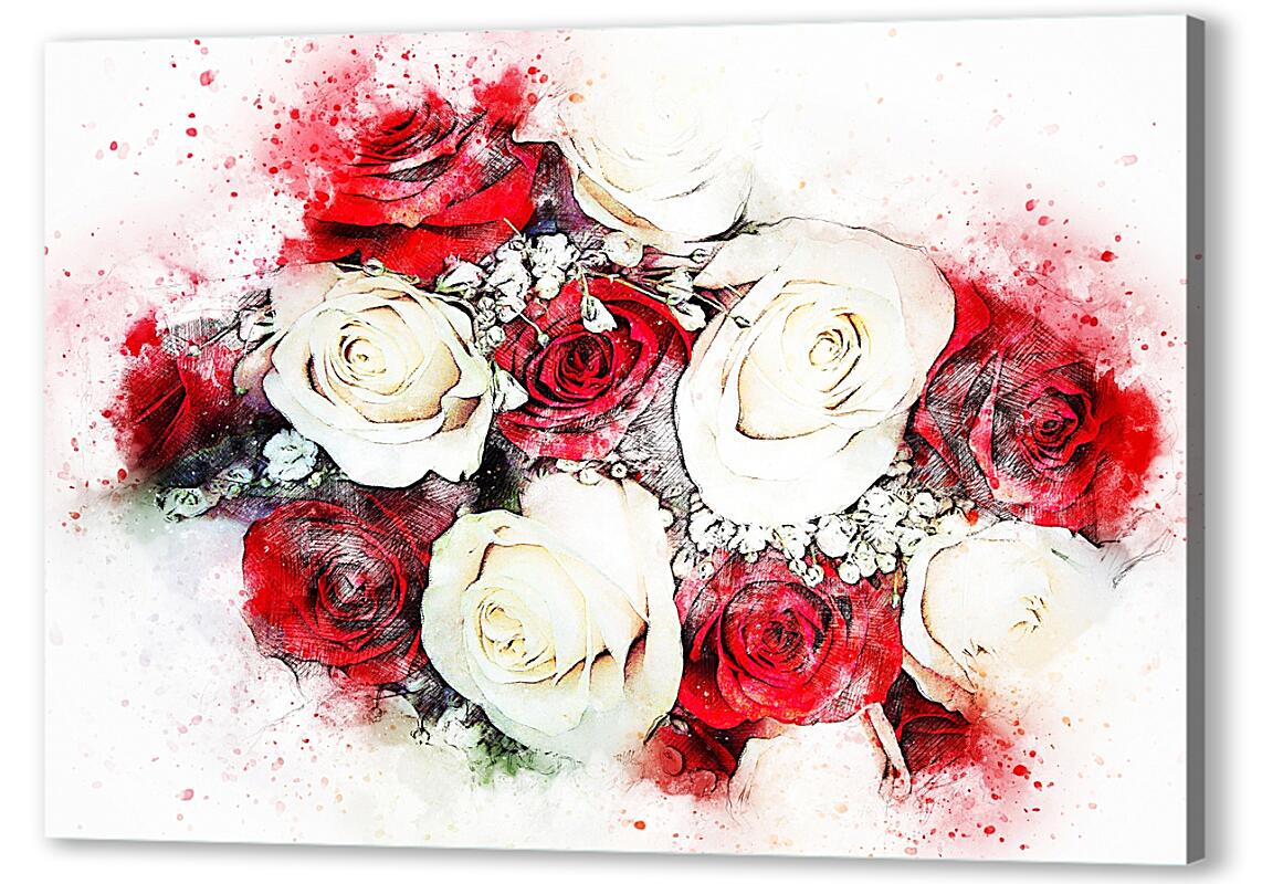 Постер (плакат) Розы на белом артикул 0592-A