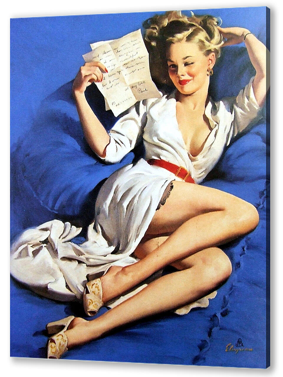 Постер (плакат) Джил Элвгрен: Девушка на голубых простынях
 артикул 151056