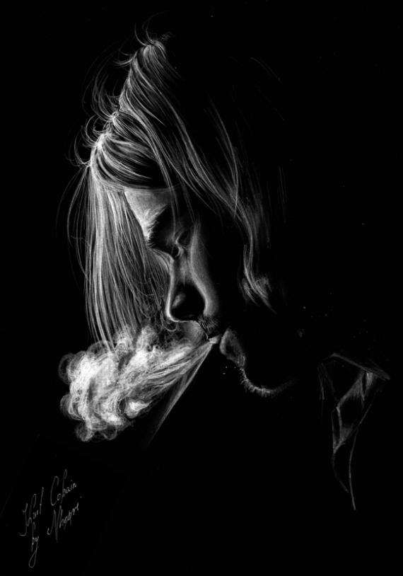 Постер (плакат) Курт Кобейн выдыхает дым