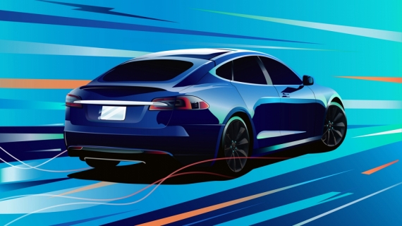 Постер (плакат) Tesla Model S Art
