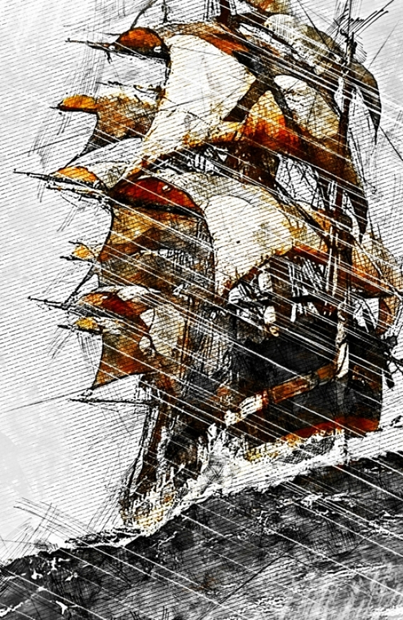 Постер (плакат) Корабль на волнах