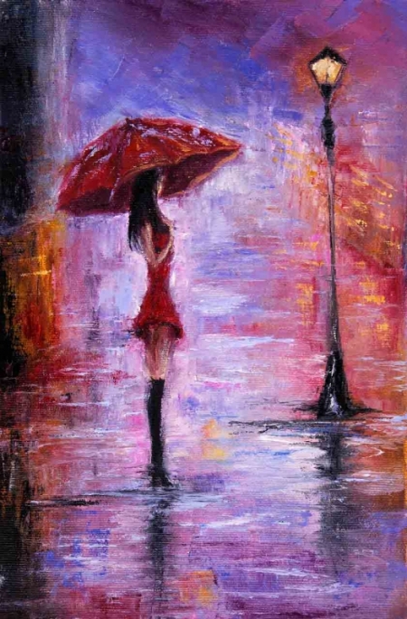 Постер (плакат) Девушка с красным зонтом