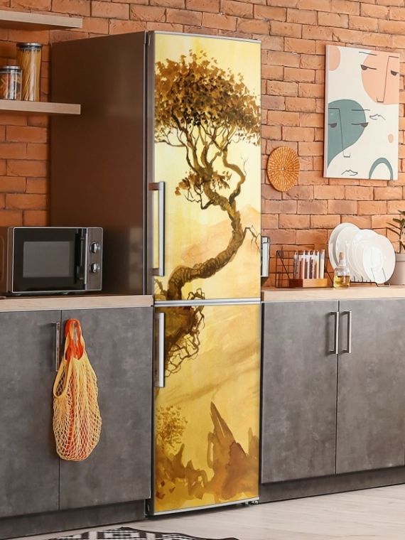 Магнитная панель на холодильник - Гравюра, дерево