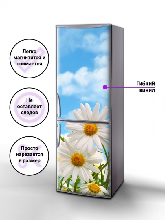 Магнитная панель на холодильник - Ромашки на фоне облаков