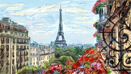 Постер (плакат) Эйфелева башня в Париже