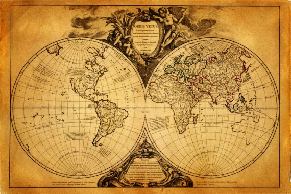 Постер (плакат) Старинная карта Мира
