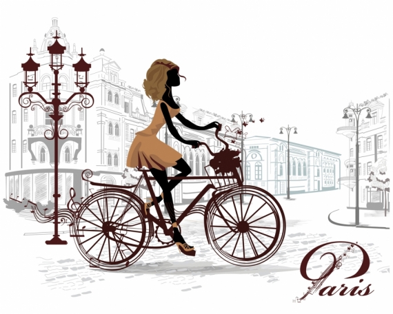 Постер (плакат) Девушка на велосипеде
