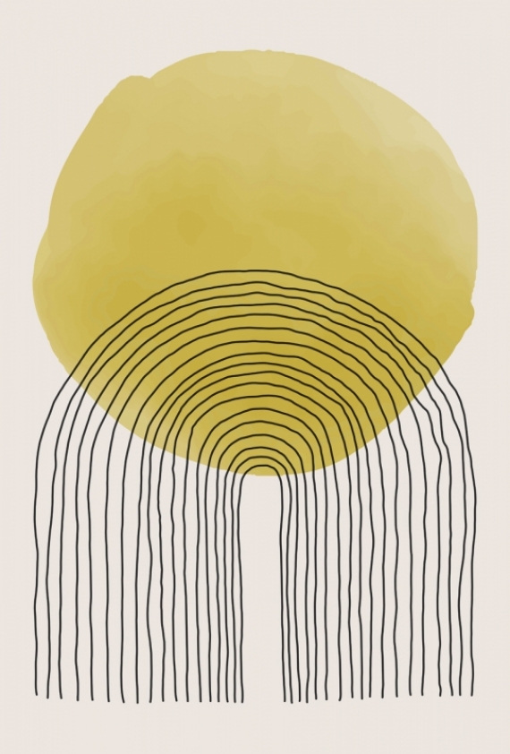 Постер (плакат) Желтый круг и полосы