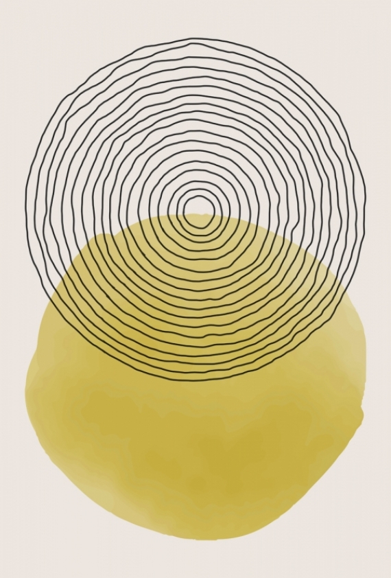 Постер (плакат) Желтый круг и полосы 3