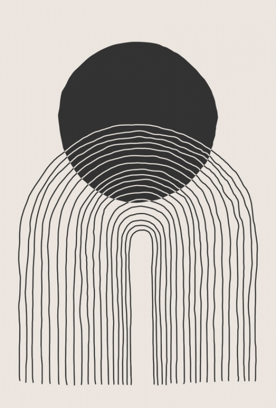 Постер (плакат) Черный круг и полосы