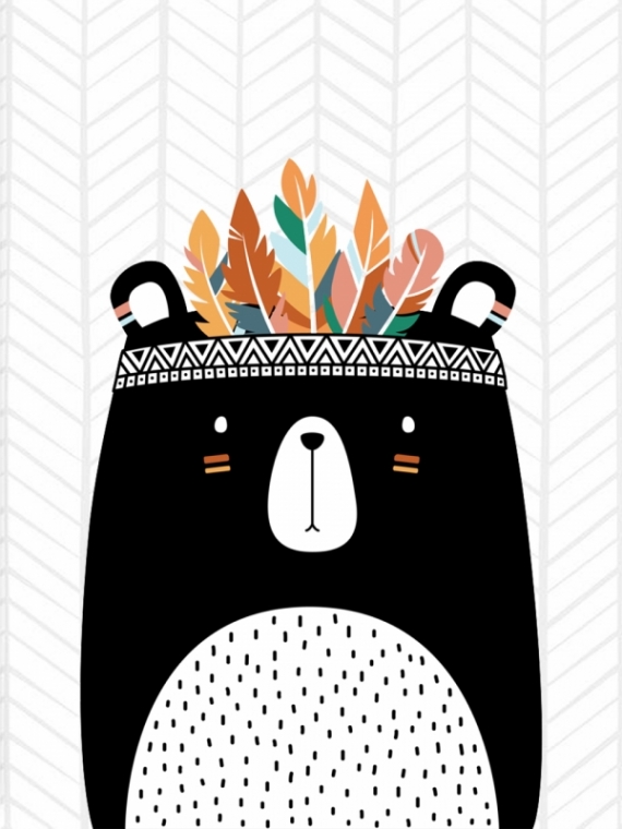 Постер (плакат) Медведь в скандинавском стиле №1