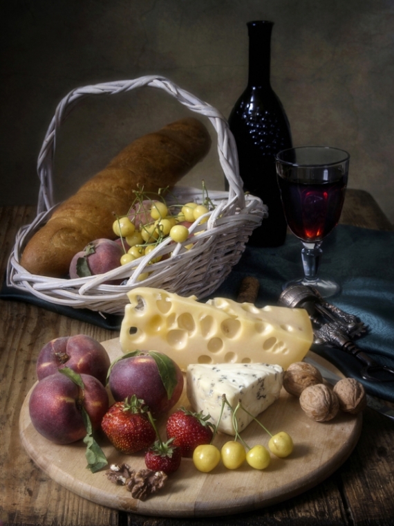 Постер (плакат) Натюрморт вино и сыр