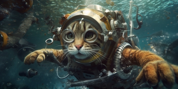 Постер (плакат) Кот подводник