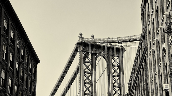 Постер (плакат) Черно-белый мост Нью-Йорка
