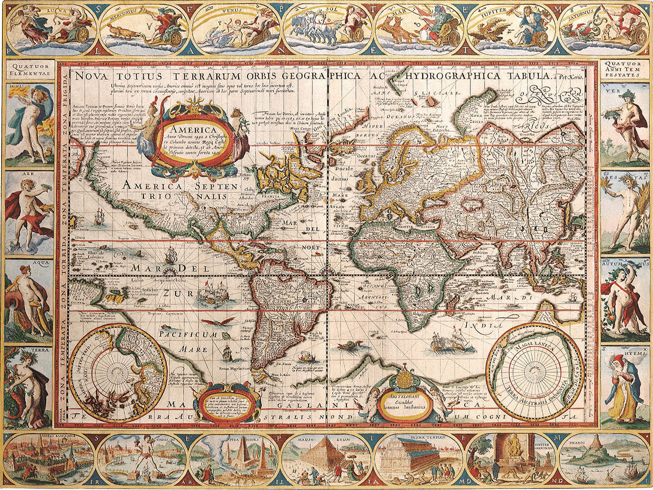 Постер (плакат) Карта мира 1606 года
