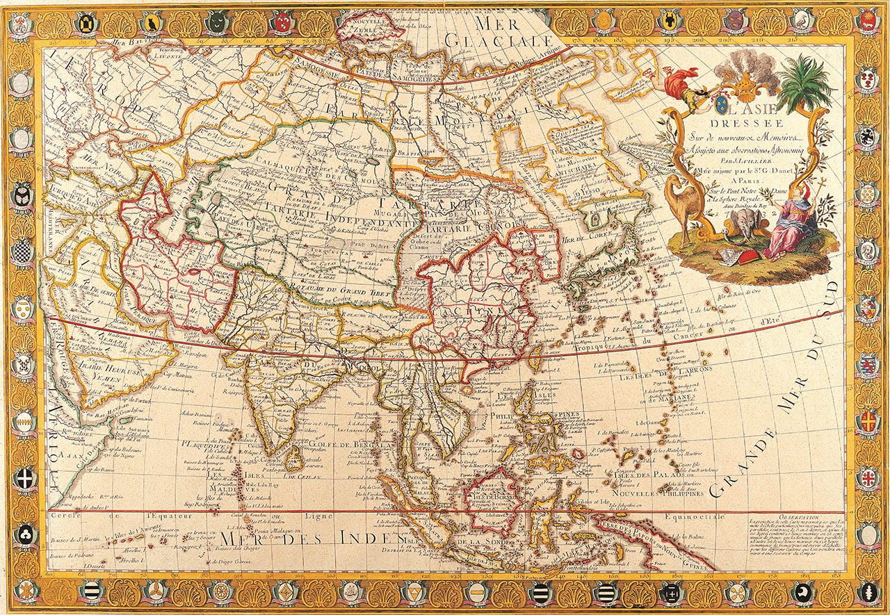 Постер (плакат) Старая прямоугольная карта мира

