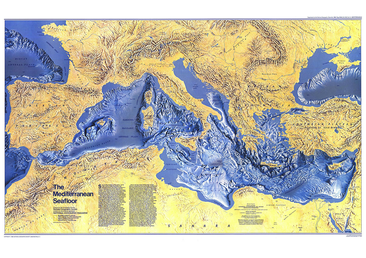 Постер (плакат) Карта Средиземноморья
