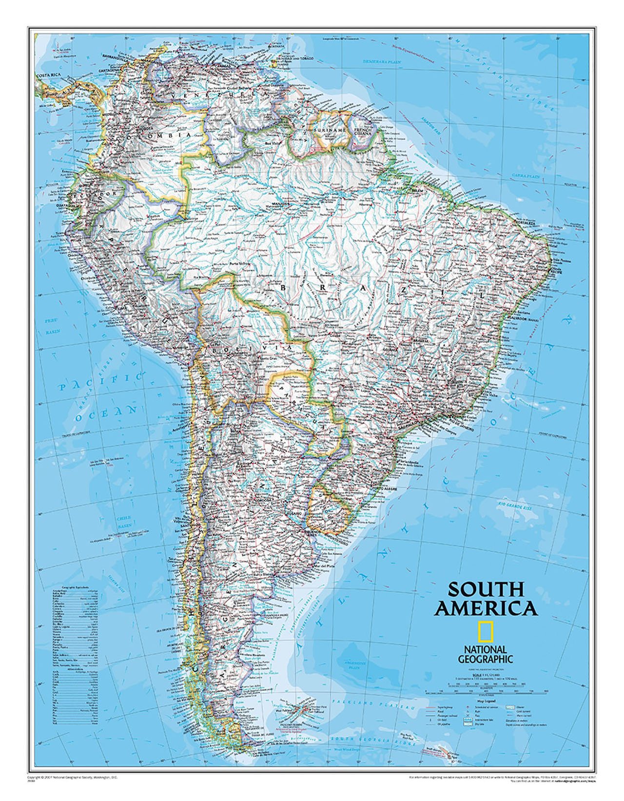 Постер (плакат) Карта Южной Америки
