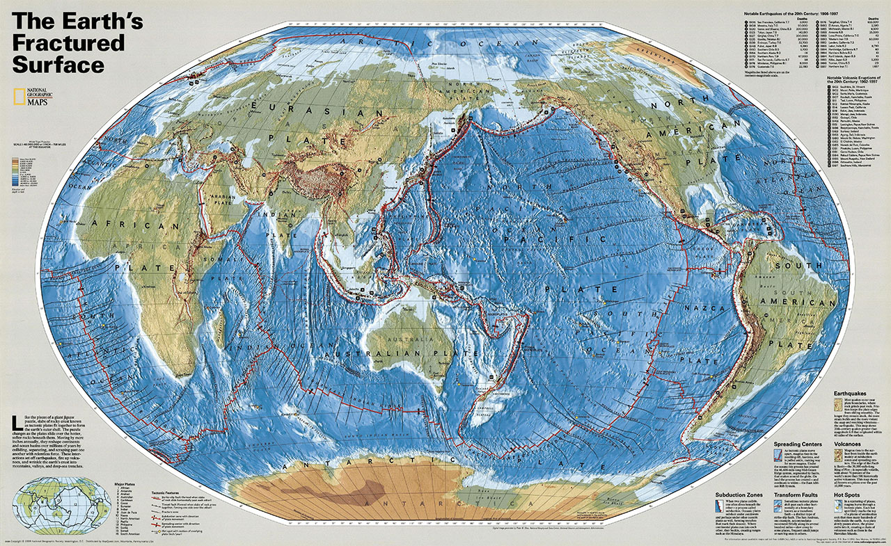 Постер (плакат) Карта тектонических плит
