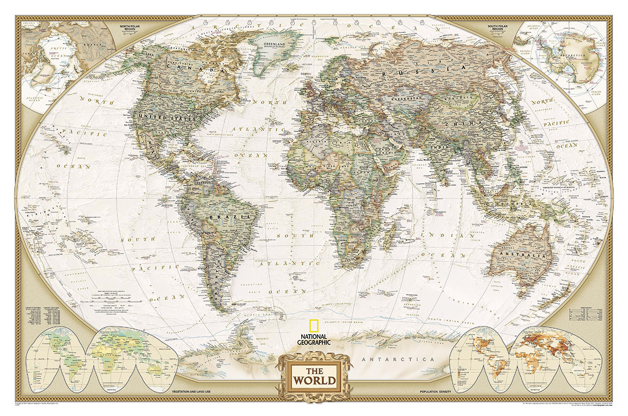 Постер (плакат) Карта мира в античном стиле
