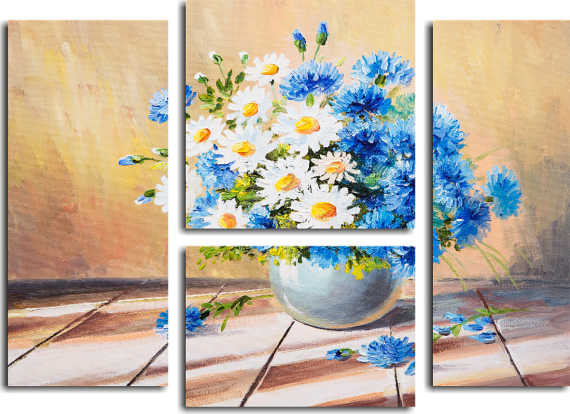 Модульная картина Полевые цветы в вазе