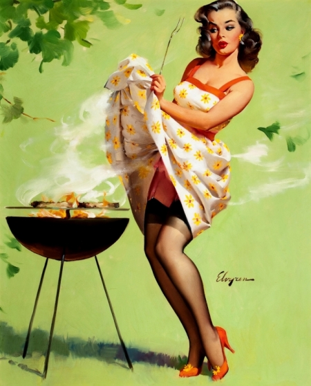 Постер (плакат) Брюнетка готовит плов