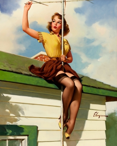 Постер (плакат) Девушка реммонтирует антену
