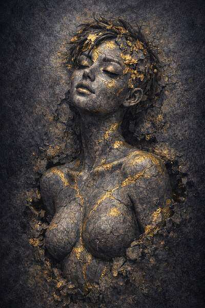 Постер Золотая Арт Девушка