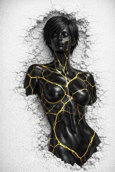 Постер Золотые линии на теле