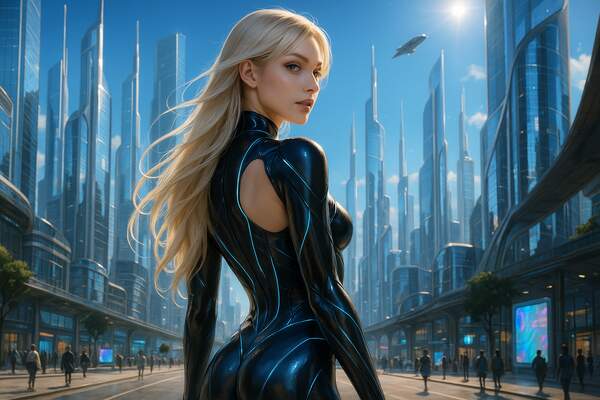 Постер Футуристический мегаполис днём