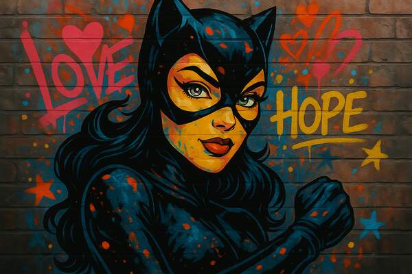 Постер Женщина Кошка Граффити