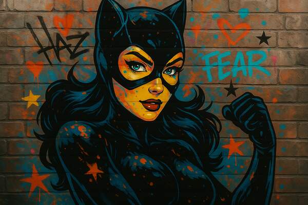 Постер Женщина Кошка Граффити