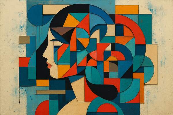 Постер Абстрактная девушка на холсте