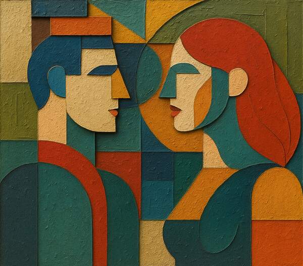 Постер Абстрактный Мужчина и Девушка