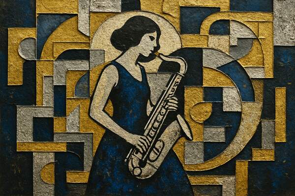 Постер Саксофонистка в стиле стрит-арт