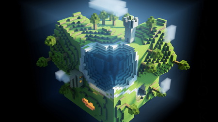 Постер (плакат) minecraft, planet, cube