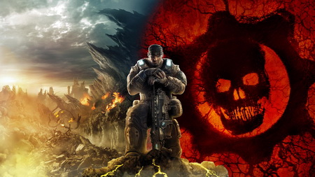 Постер (плакат) gears of war, skull, soldier
