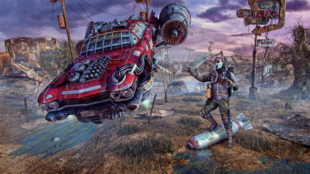 Постер (плакат) fallout, wasteland, cars
