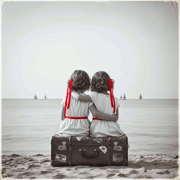 Постер Две сестры, чб постер