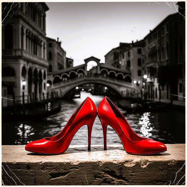Постер Красные туфельки, чб постер