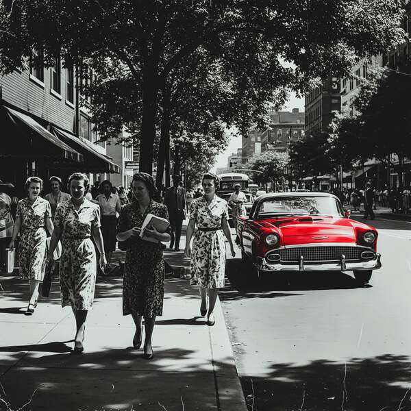 Постер Город из 60-х годов, чб постер