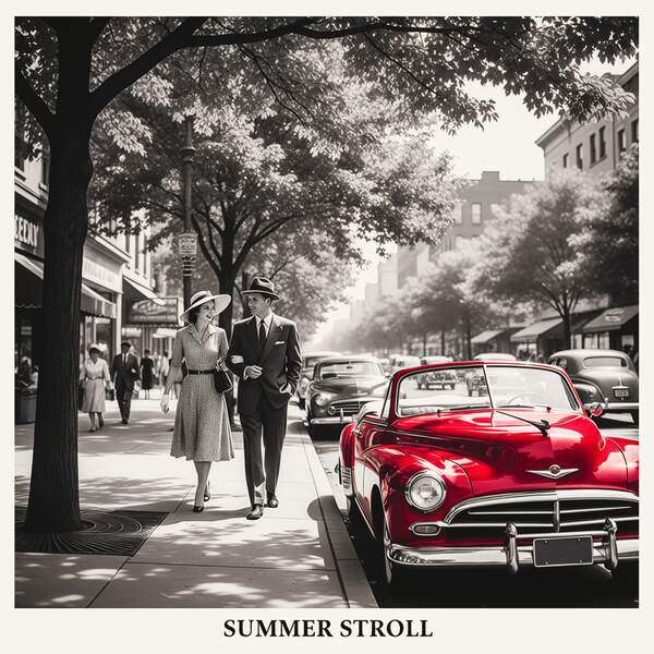 Постер Красный ретро автомобиль, чб постер